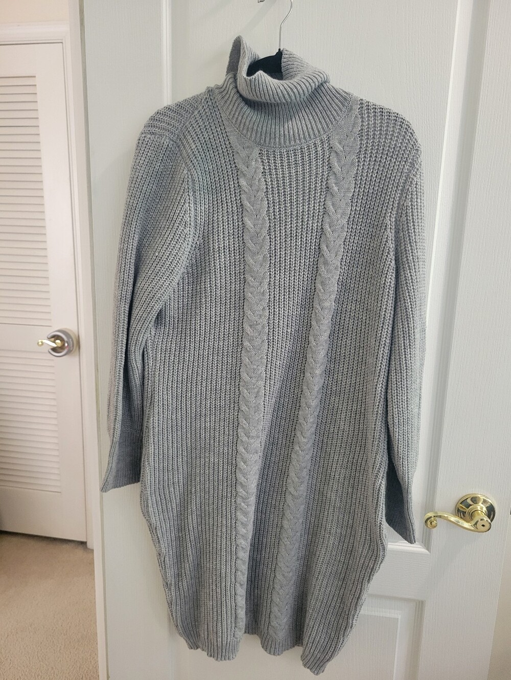 Almost Famous 3X Gray Cable Knit Turtleneck Sweater Dress Long Sleeve Plus Size